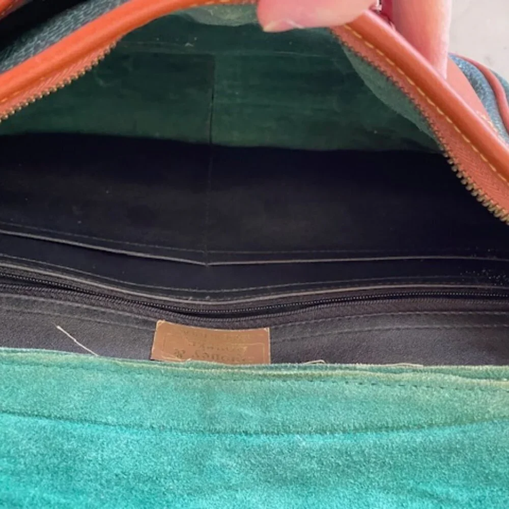 DOONEY & BOURKE AWL Green Pebbled Leather Large Double Pocket Outback Purse